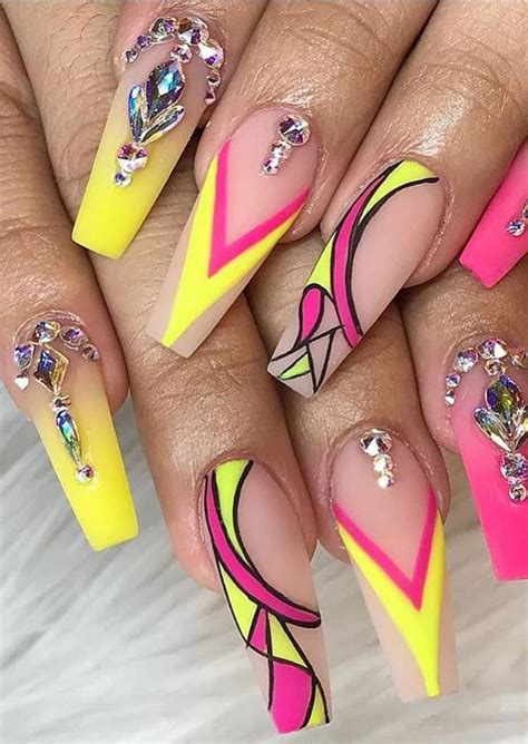 bright summer coffin nails.